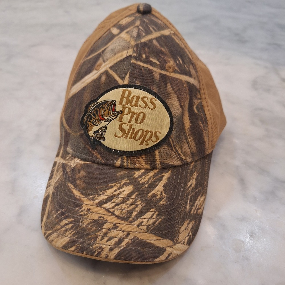 Bass Pro Shops Hat Mens OSFM Camo Brown Adjustable Strapback Fishing Cap Hunting
